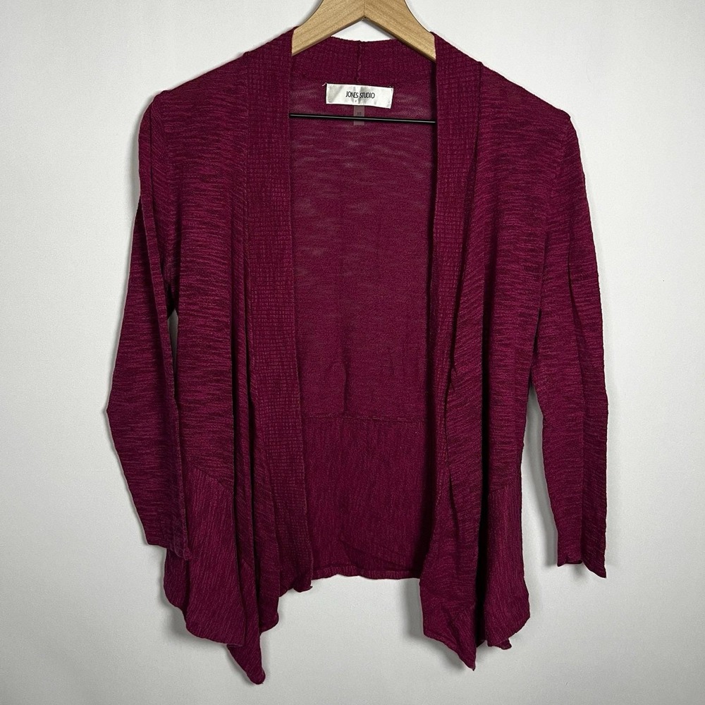 Vintage Jones Studio Sweater Women Size XS Pink 3/4 Sleeve Lightweight‎ Cardigan